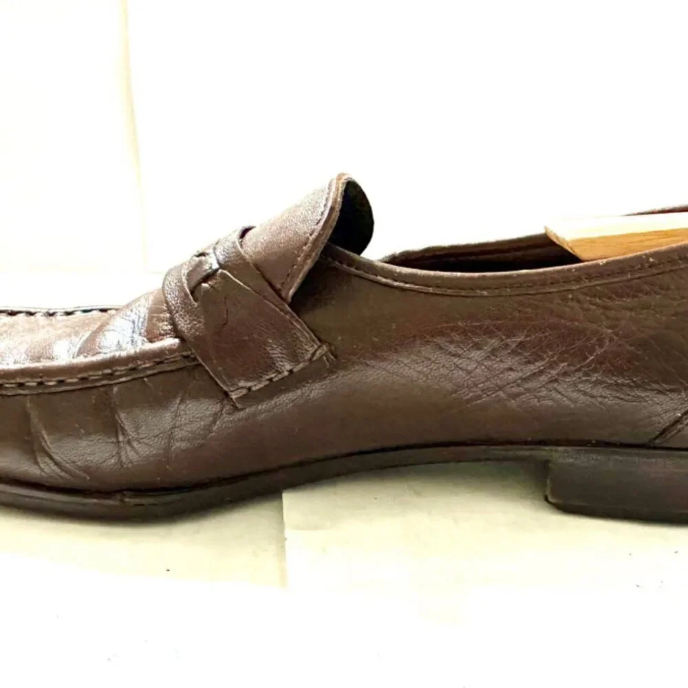 Towncraft Brown Handmade Leather Loafers Slip On Shoes Men’s Size 13 D